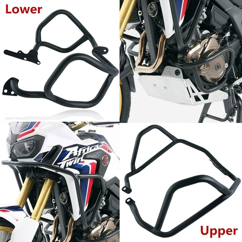 Black Upper and Lower Engine Guard Crash Bars for Honda CRF1000L Africa Twin A692