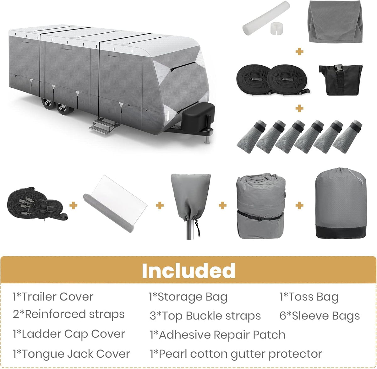 Waterproof Travel Trailer RV Cover with Cotton Lining V4441