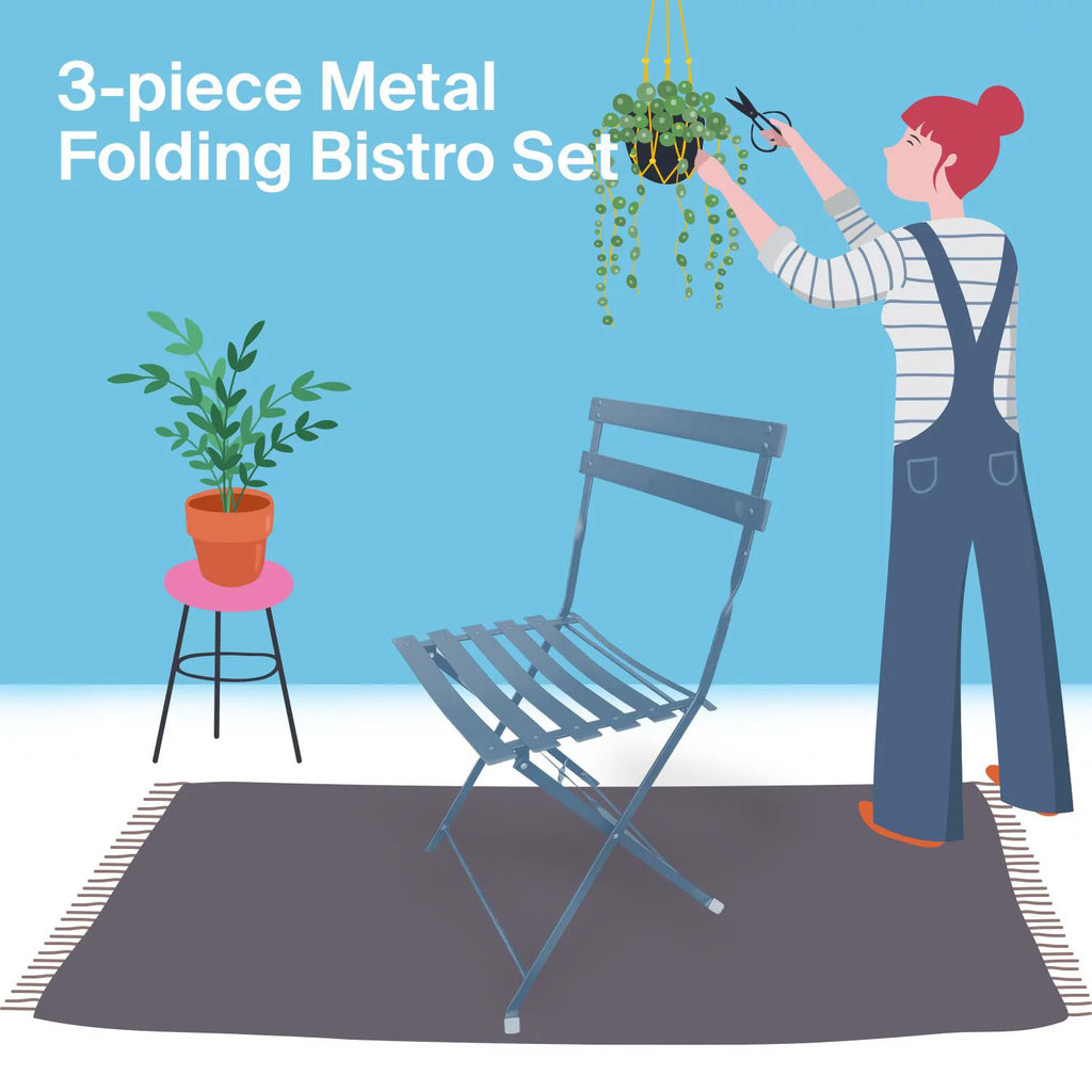 Blue 3 Piece Folding Furniture Set S513569
