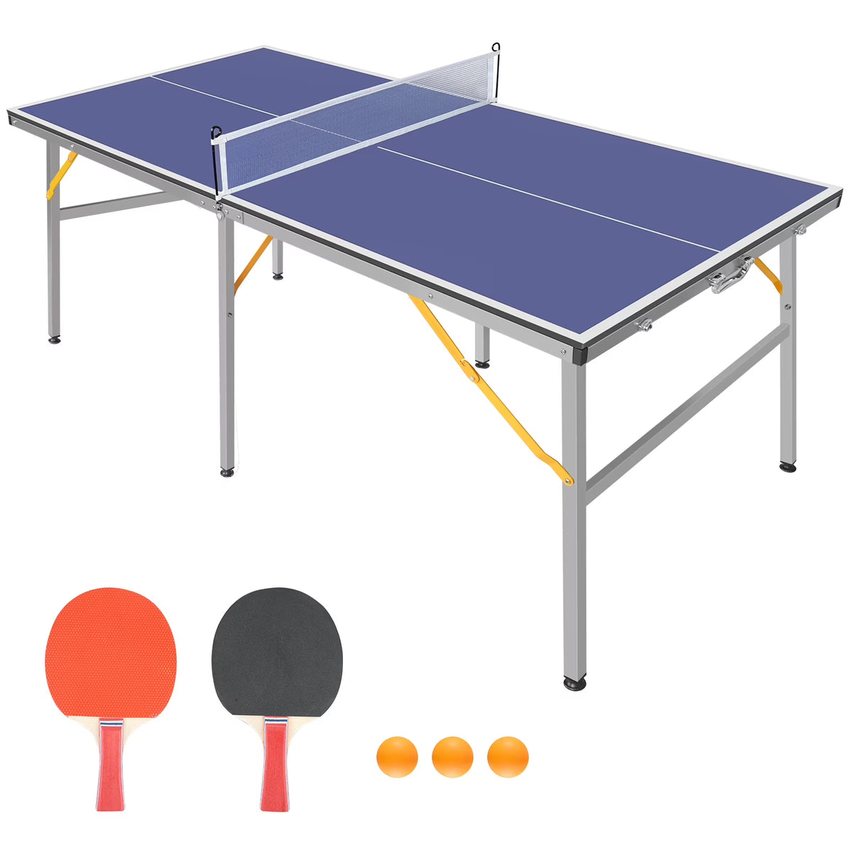 6Ft Table Tennis Table Set with 2 Paddles and 3 Balls Y82534
