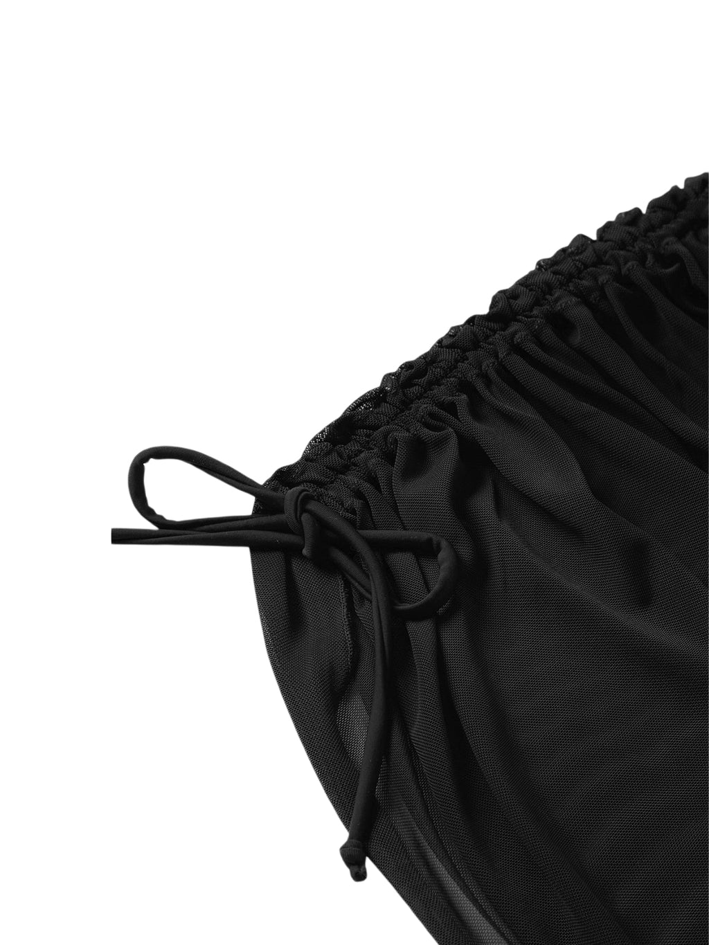3 Pcs Bikini Set Halter Backless Tie-up Swim Bra Thong with Sarong Skirt Tie-dye Black R26541