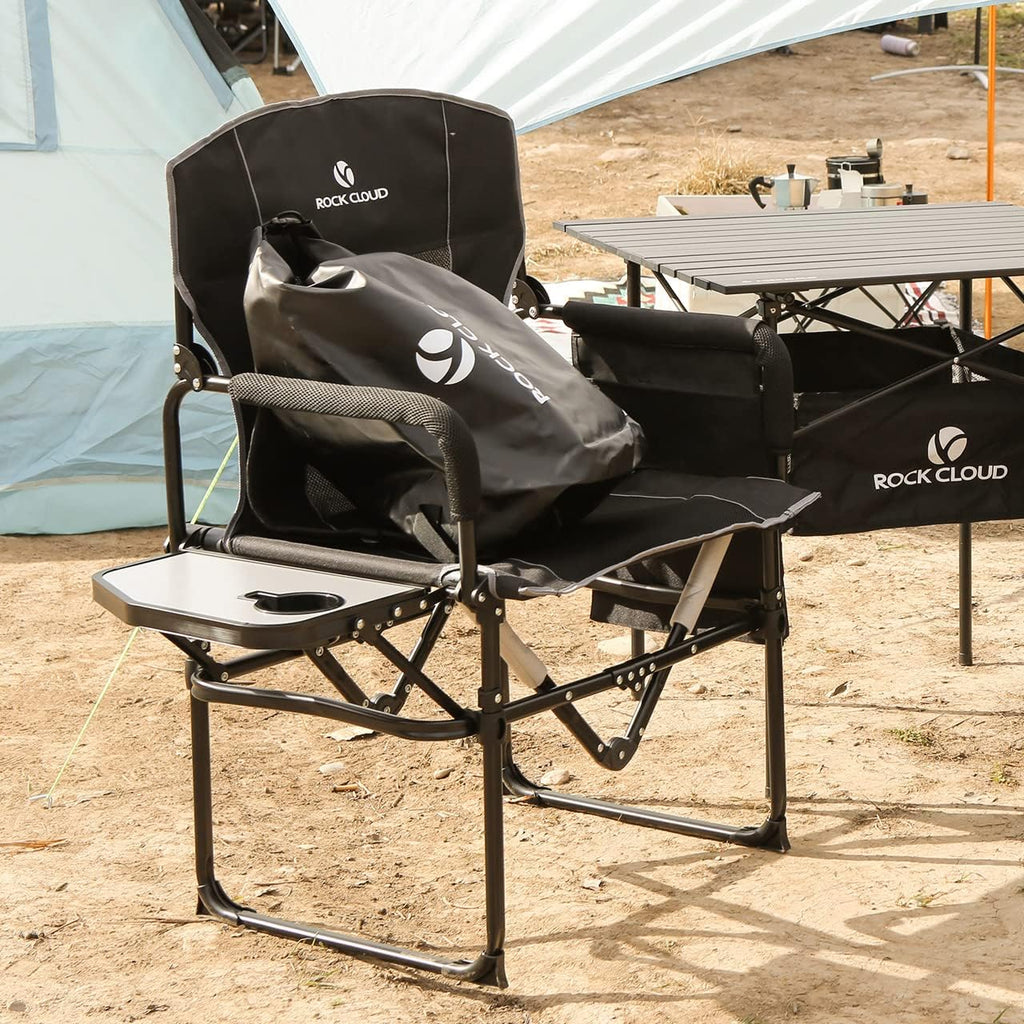Folding Camping Chair with Storage Pocket and Side Table Q46427