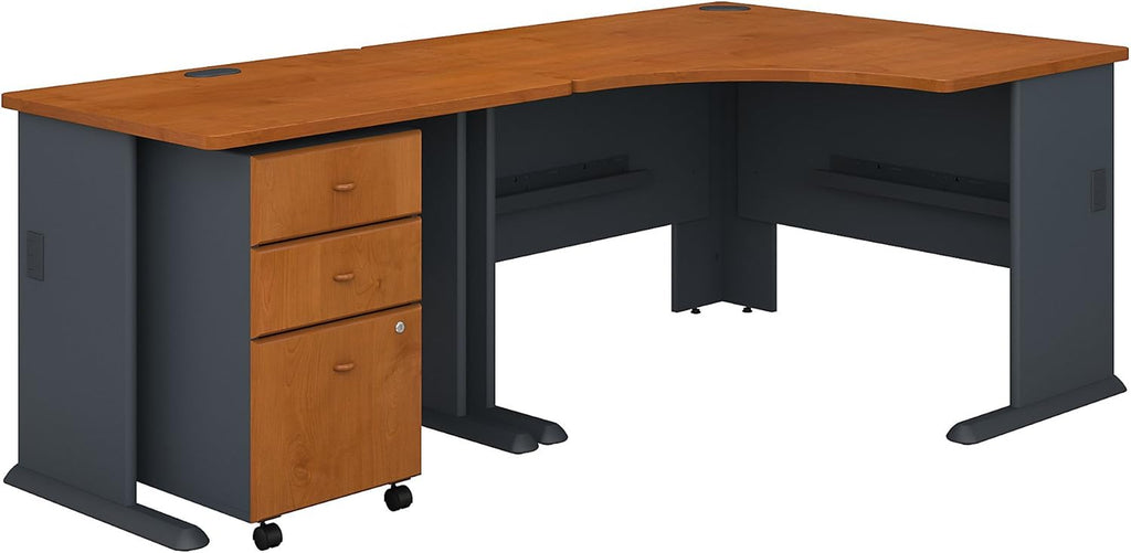 Corner Desk with Mobile File Cabinet in Pewter and White K2518