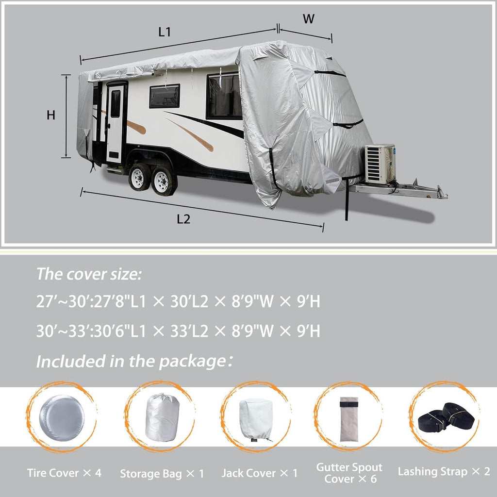 27-30' Windproof Anti-UV Camper Cover with Jack Cover and 4 Tire Covers X296315