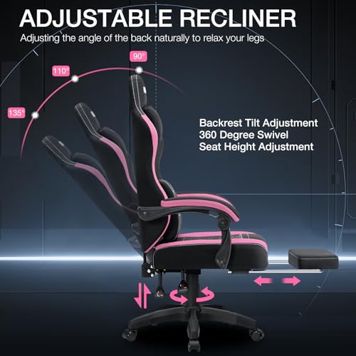 Fabric Gaming Chair with Footrest and Lumbar Support Green and White H495384