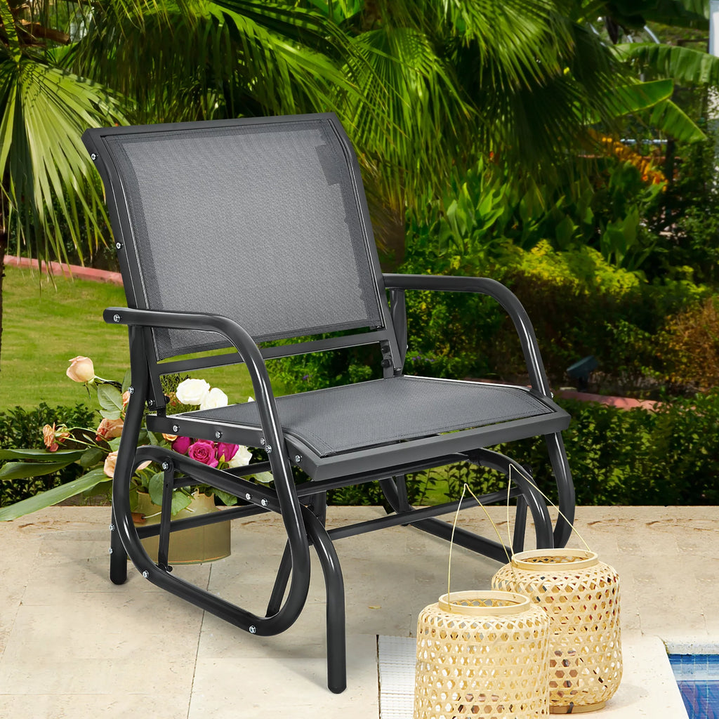 Outdoor Single Swing Glider Rocking Chair Grey T16027