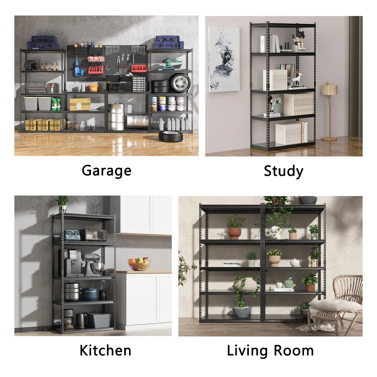 5 Tier Adjustable Heavy Duty Metal Storage Shelves S547714