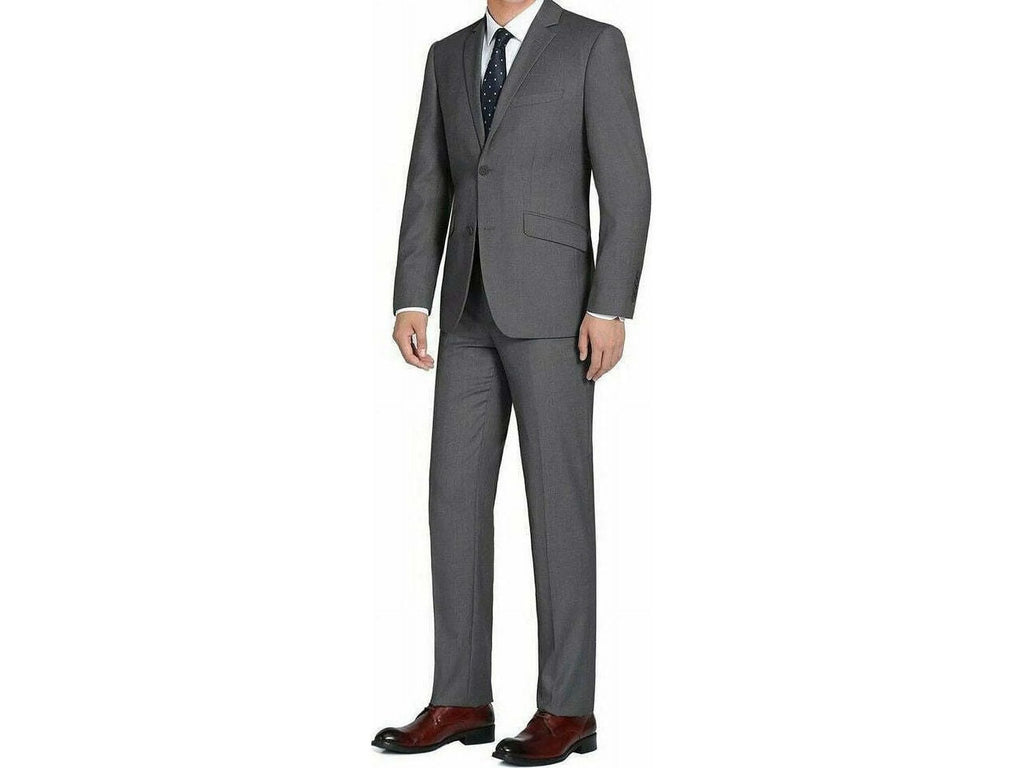 Charcoal Gray Solid Two Button Slim Fit Suit E774869