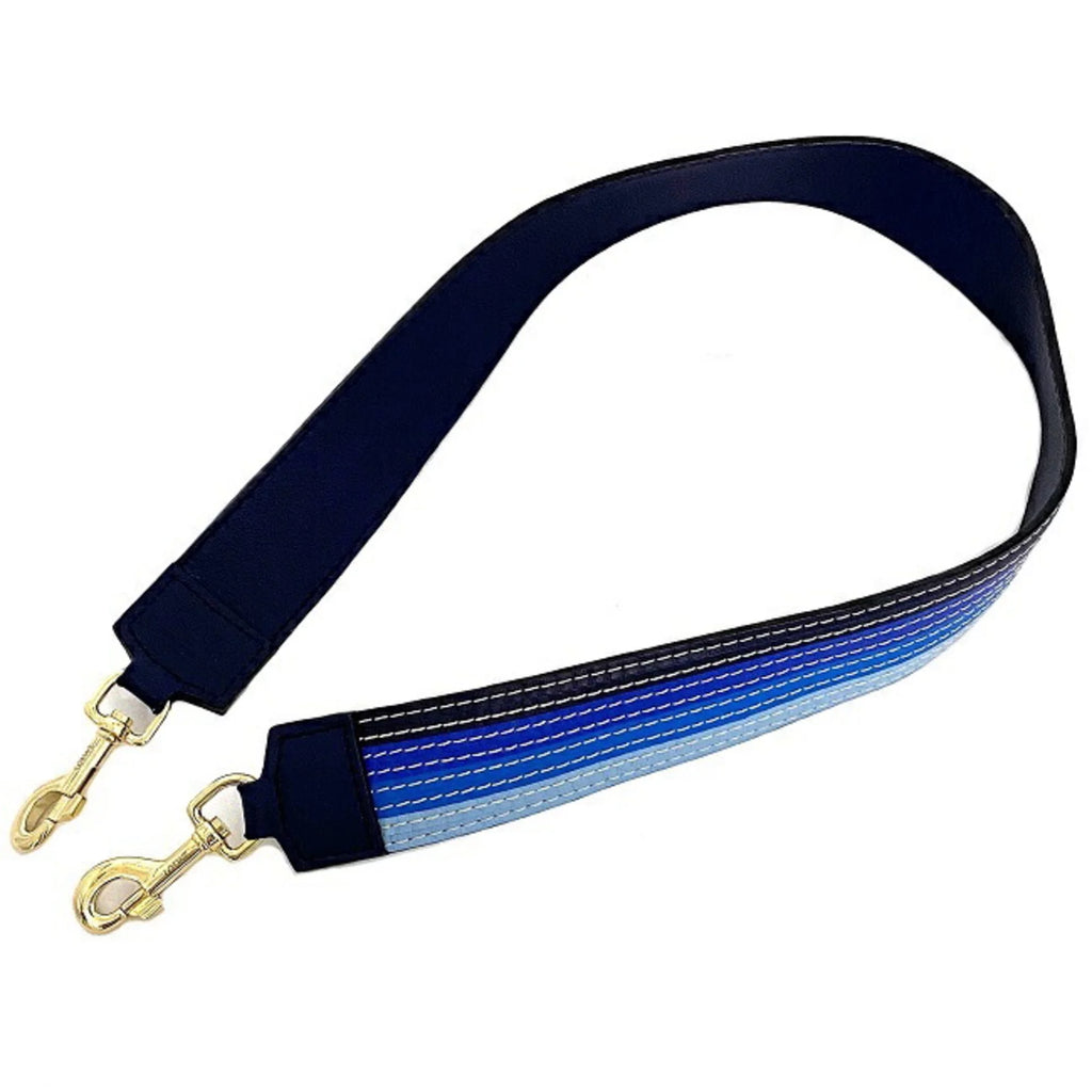Blue Navy Gold Leather Shoulder Strap E789