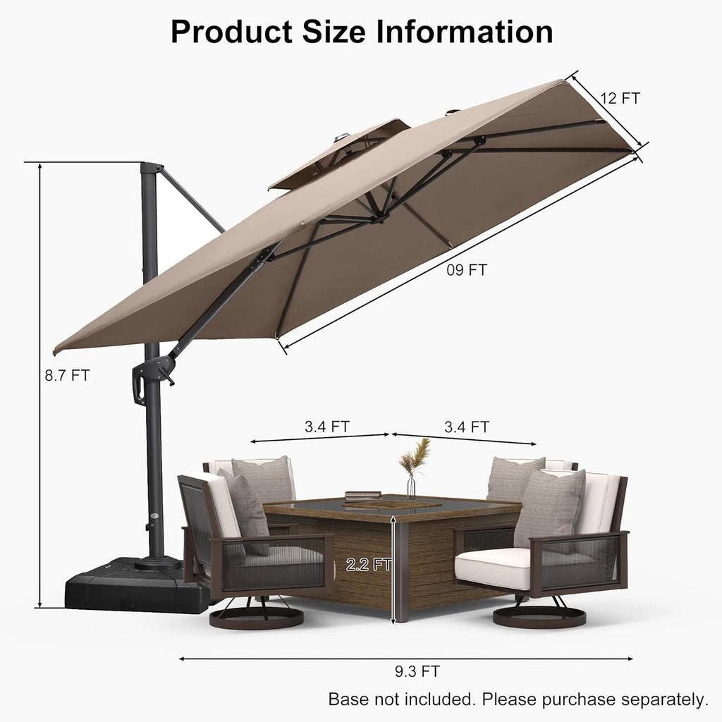 9' X 12' Olefin Cantilever Patio Umbrella M280522