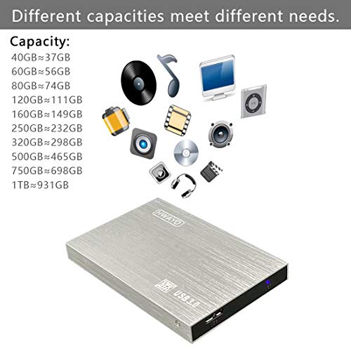 1TB Ultra Slim Portable External Hard Drive USB3.0 Silver D9891