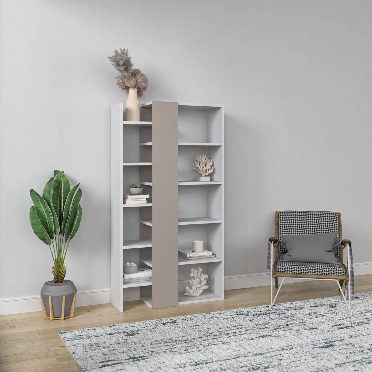 White Light Mocha Modern Bookcase J318313
