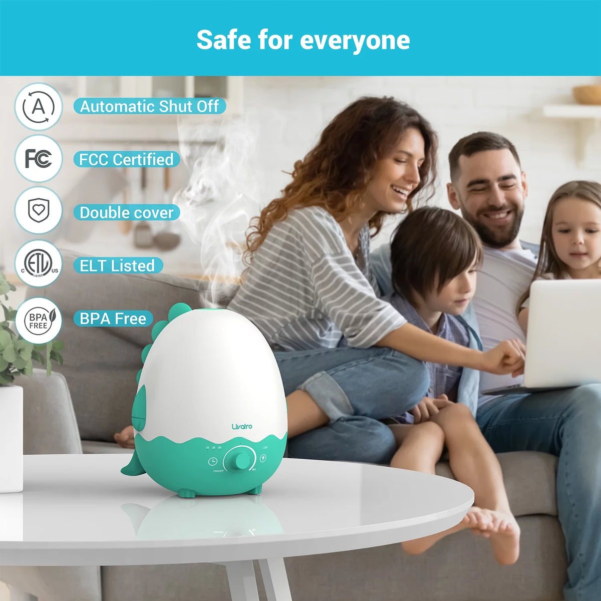 Cool Mist Humidifier with Diffuser, Night Light, Timer U4446
