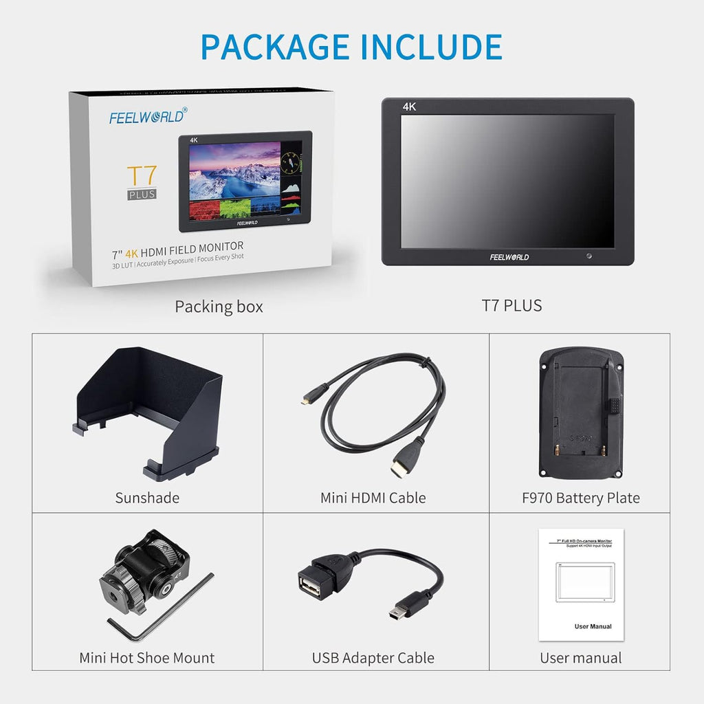 7 Inch 4K HDMI Field Monitor with Waveform Histogram Peaking Focus False Colors U971