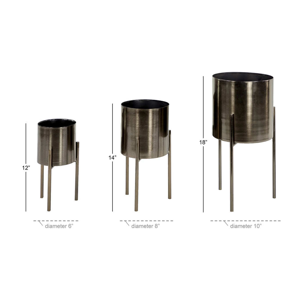 Black Metal Planter with Stand 3 Count F10677