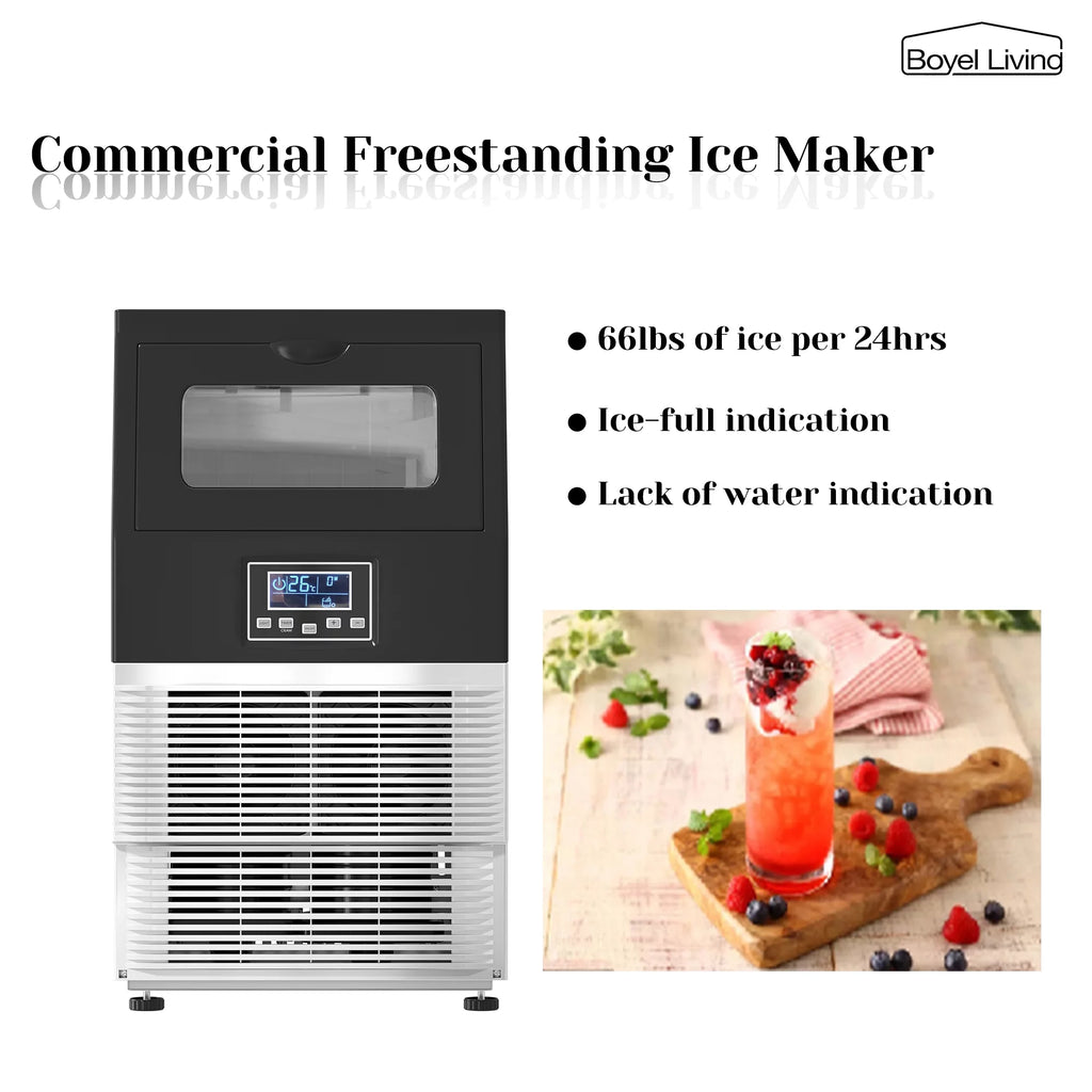 13.6-Inch Commercial Ice Maker 66lbs/24H 9lbs Ice Storage X918
