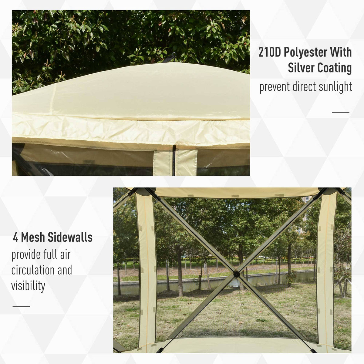 Beige Pop Up Camping Canopy Tent with Carry Bag H5029