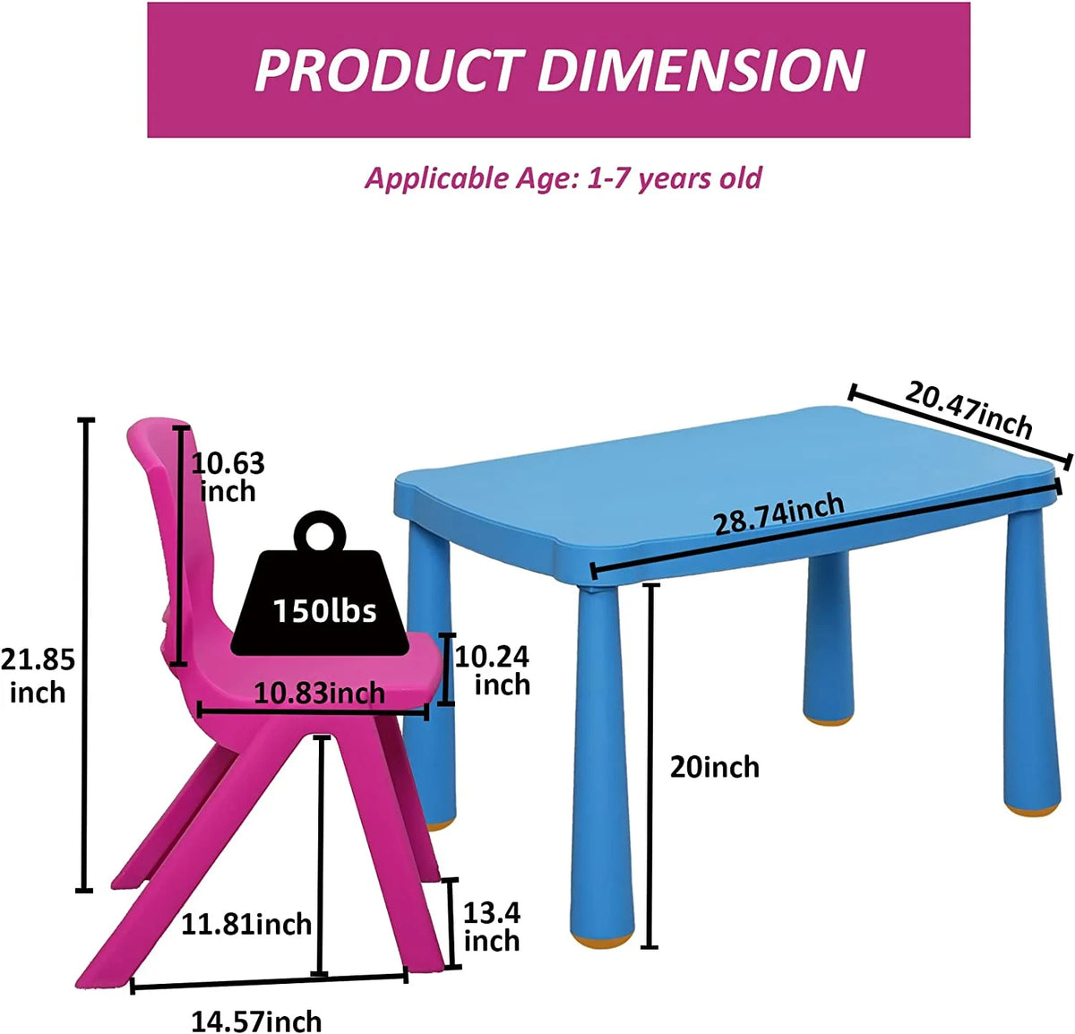 5 Pieces Plastic Toddler Kids Table and Chair Set Y470