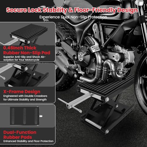 Motorcycle Jack with Rubber Pad, Carbon Steel Center Stand M990739