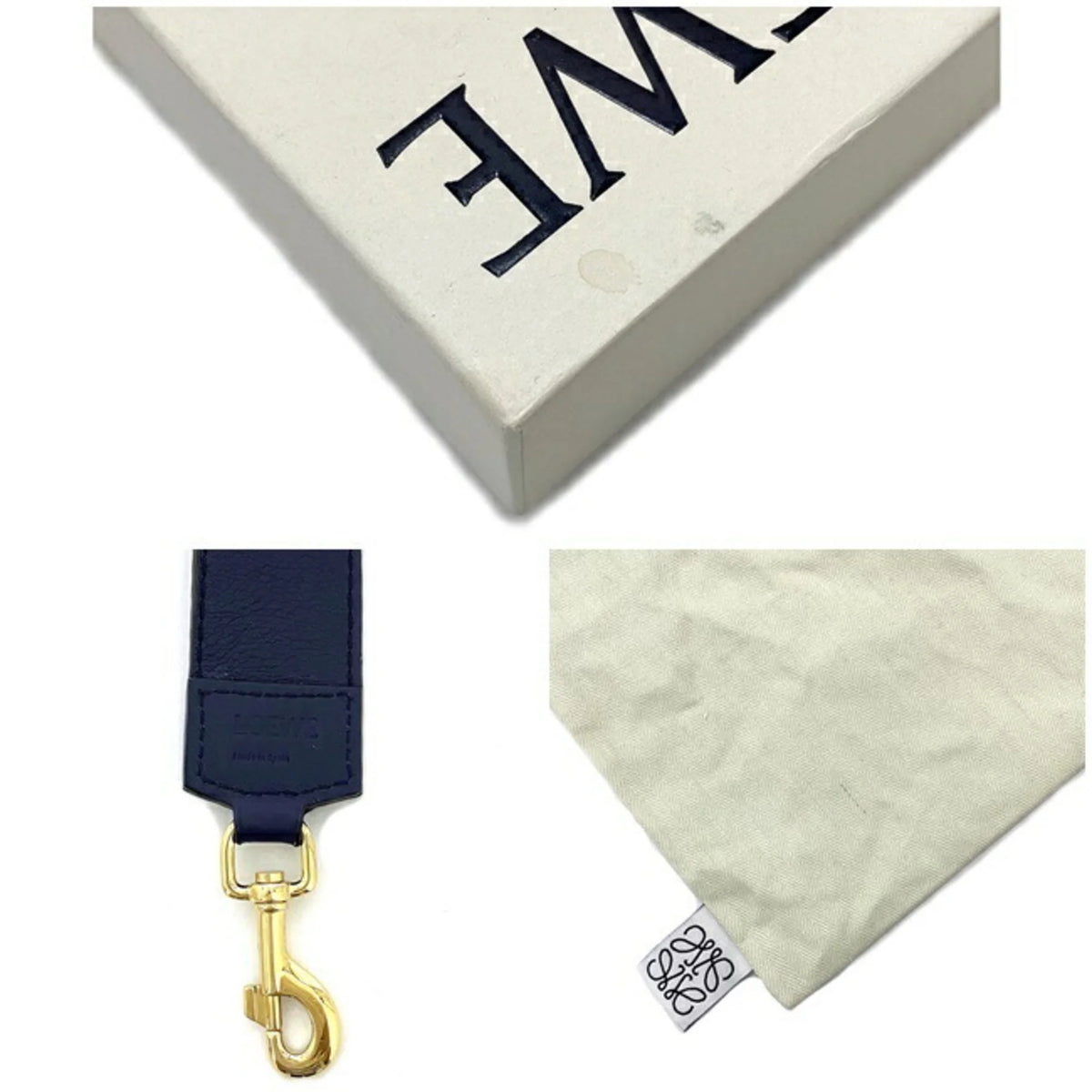 Blue Navy Gold Leather Shoulder Strap E789