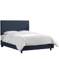 Navy Linen Queen Box Seam Bed U95854