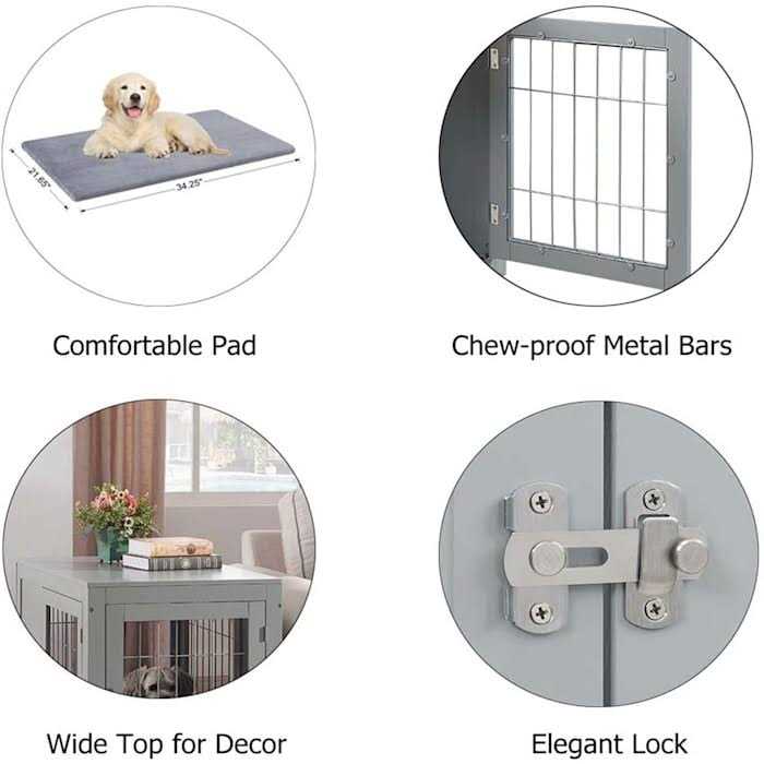 Wooden Dog Crate End Table with Cushion E860