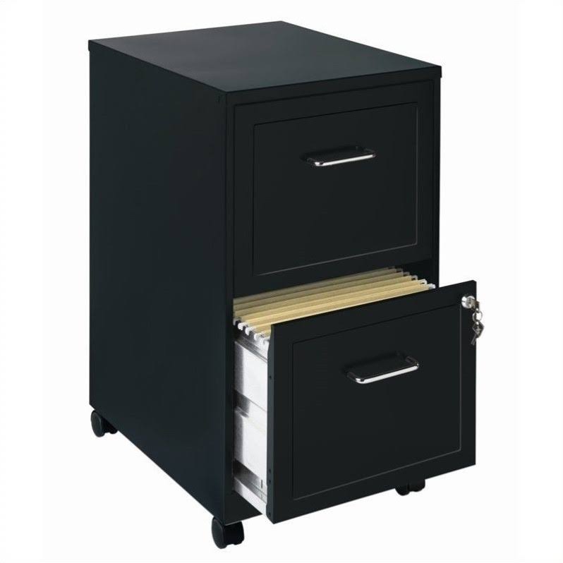 2 Piece 4 Drawer and Mobile 2 Drawer File Cabinet in Black R49678