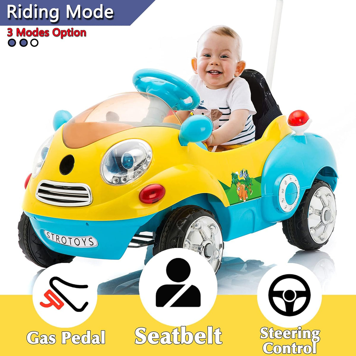 Blue & Yellow Electric Ride On Car with Remote Control E706703