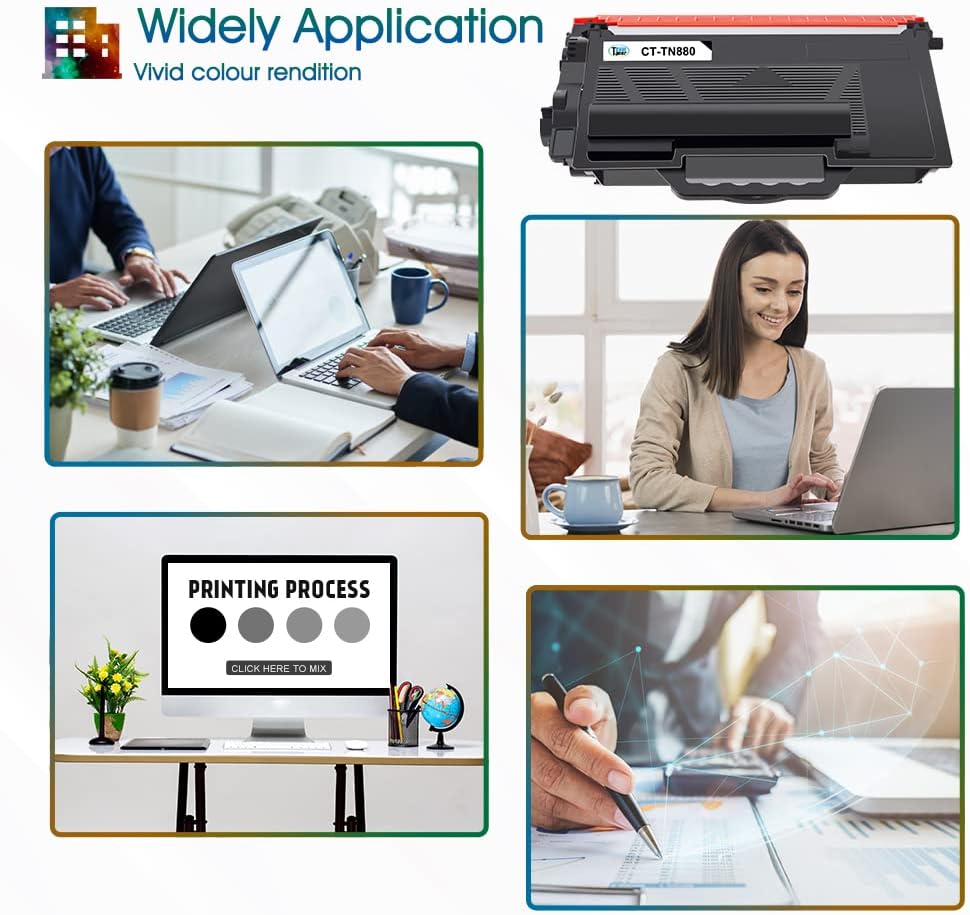 Compatible Toner Cartridge Replacement for Brother TN880 Black Ink 4Pack W750