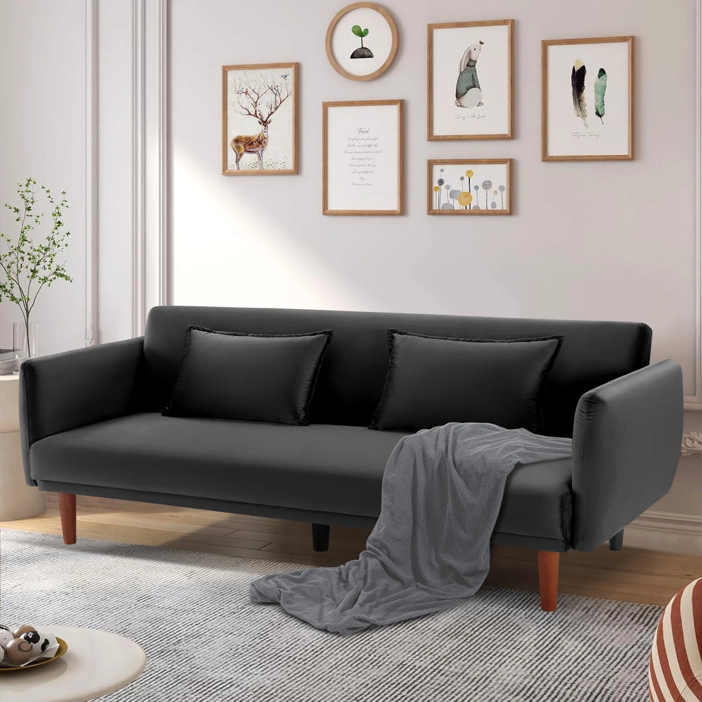 Black Velvet Convertible Sofa Bed R1247