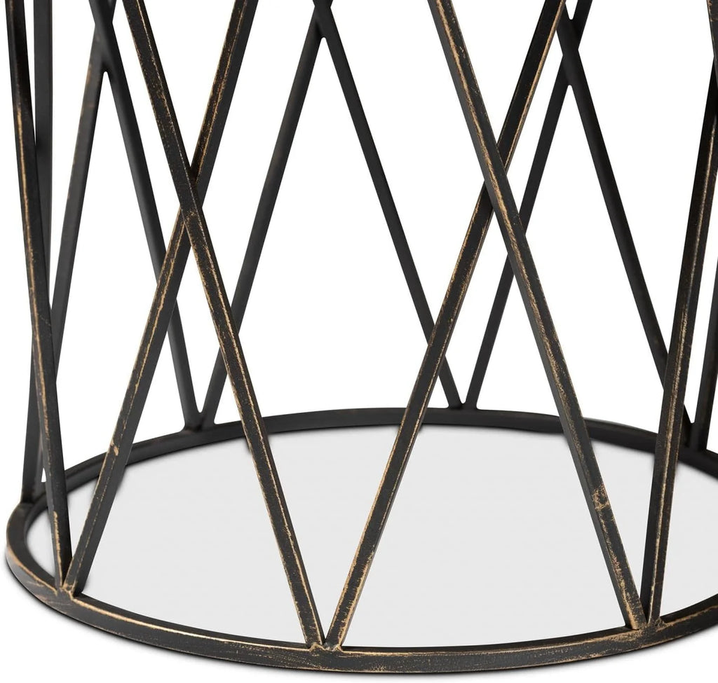 Antique Black Metal End Table B3092
