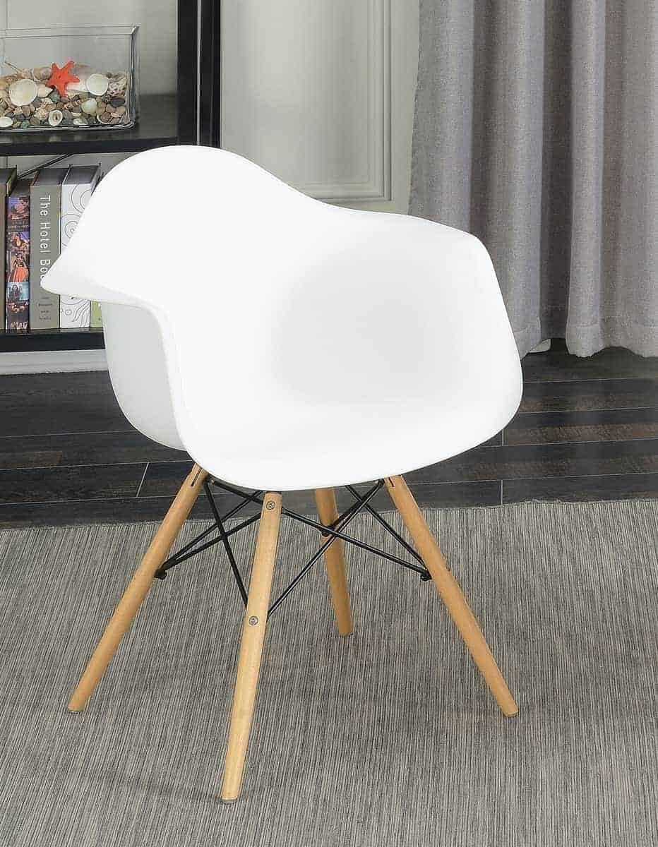 White Modern Dining Arm Chair Set of 2 O893616