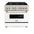 36 In. Gas Stove and Electric Oven in Stainless Steel with White Matte Door U118