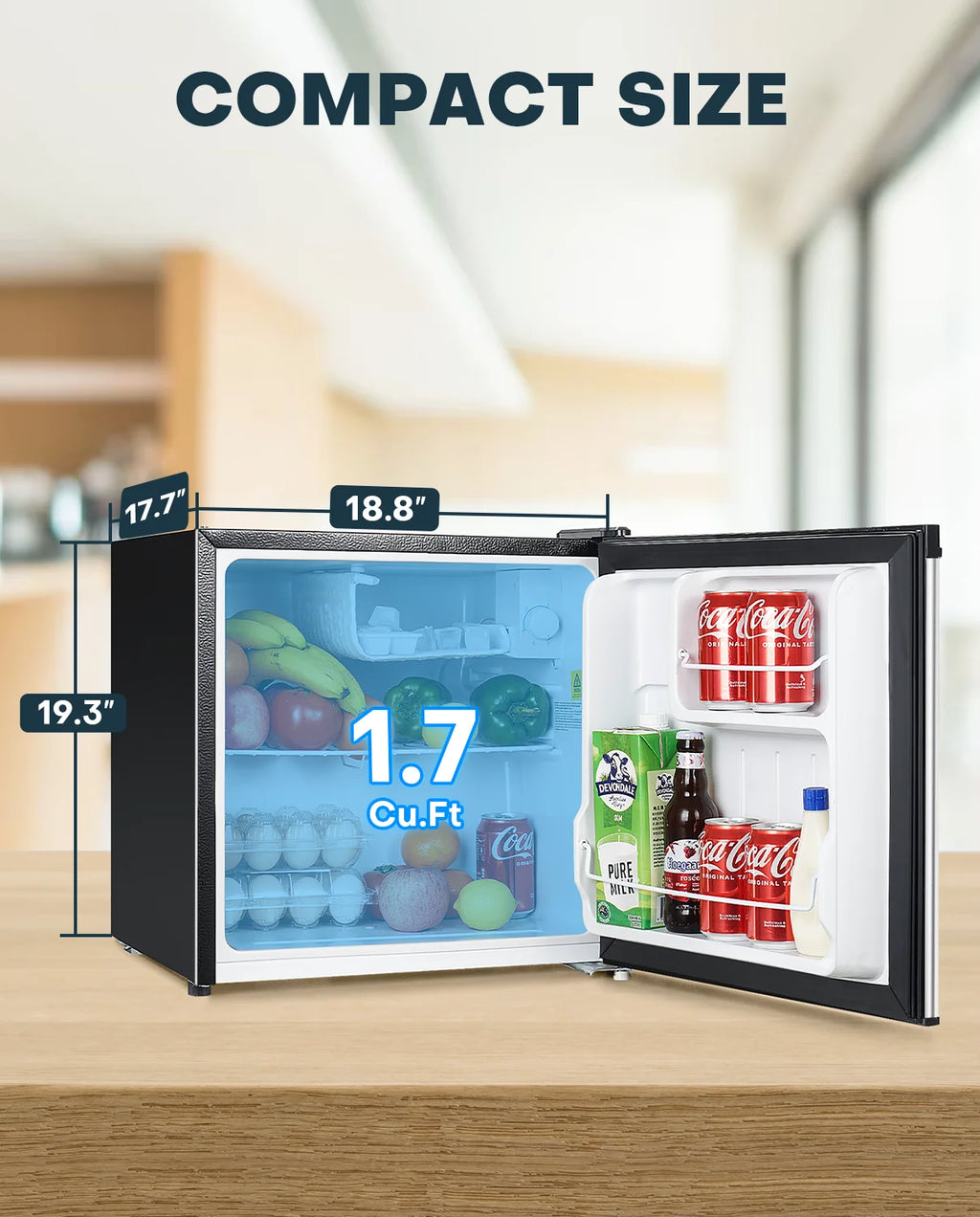 1.7 Cu.ft Mini Fridge with Freezer, Black Compact Refrigerator O193431