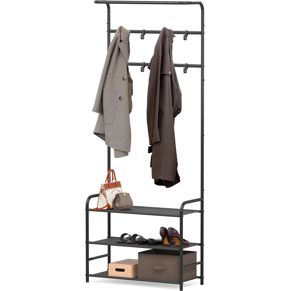 Coat Rack with Storage Shelf, Black W46598