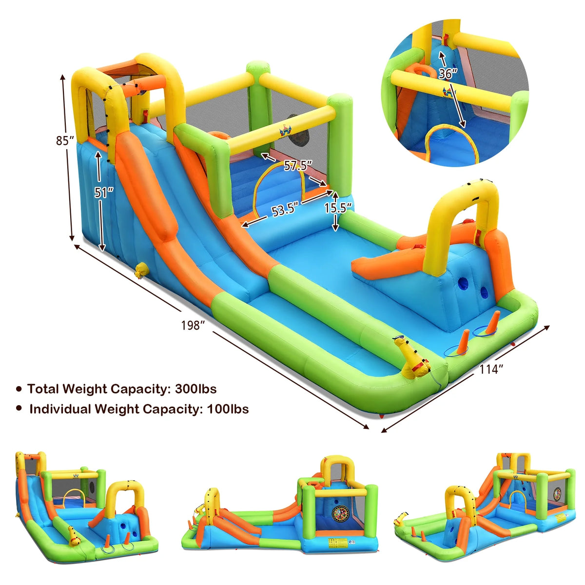 Inflatable Water Slide Park Bounce House Climbing Wall G7839
