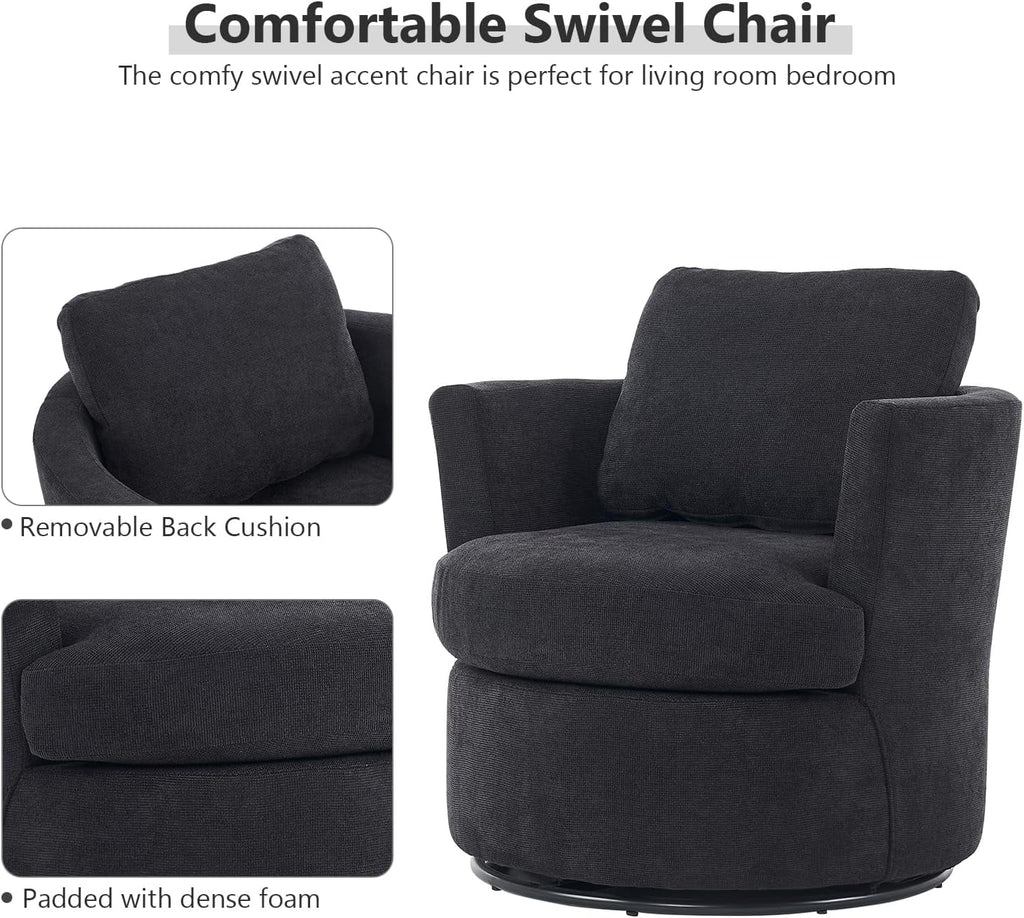 Black Upholstered Swivel Accent Chair Y1261