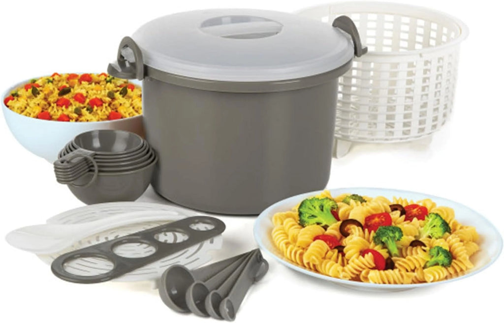 17 Piece Microwaveable Rice And Pasta Cooker With Locking Lid A11014