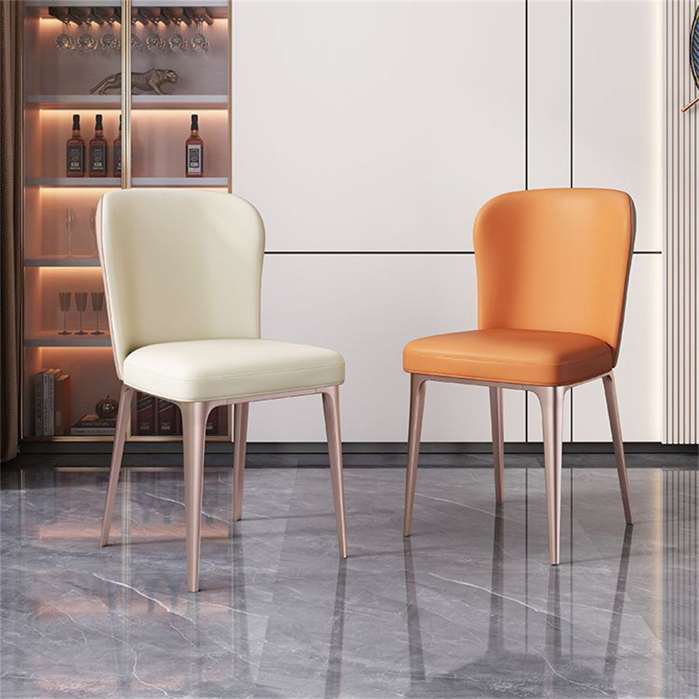 Set of 2 Faux Leather Upholstered Armless Side Chairs with Metal Legs V301