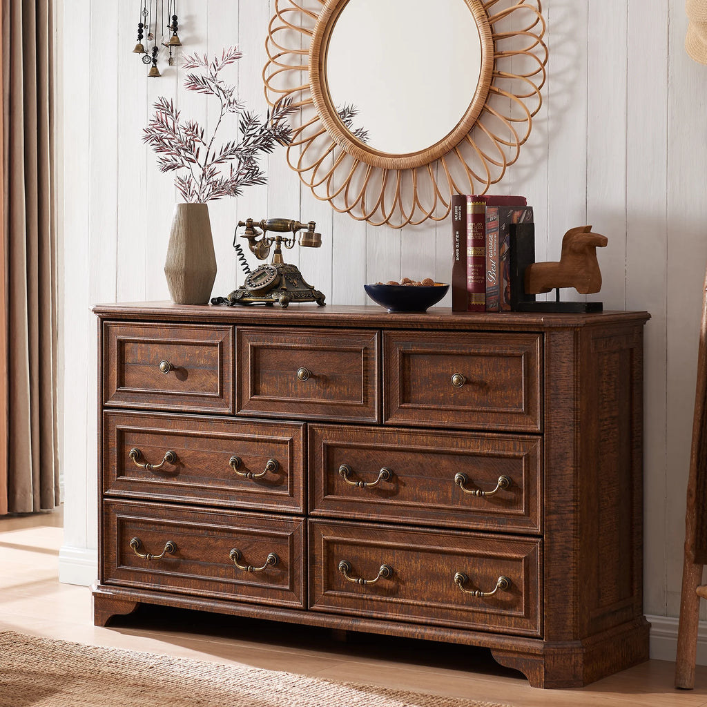 Brown 7 Drawer Wood Dresser N91498