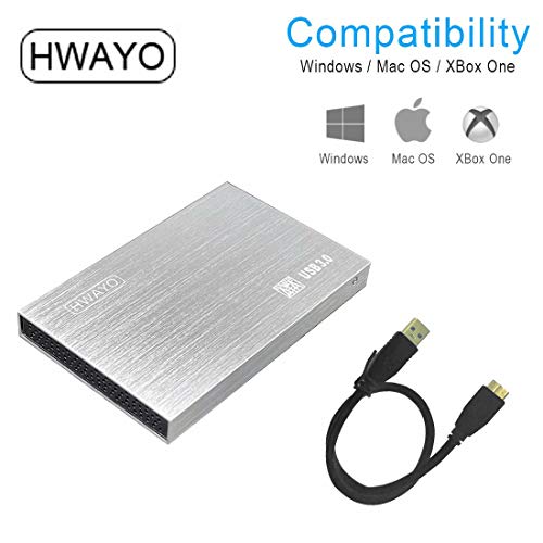1TB Ultra Slim Portable External Hard Drive USB3.0 Silver D9891