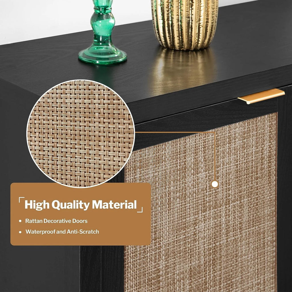 Set of 2 Rattan Cabinet with Doors O695