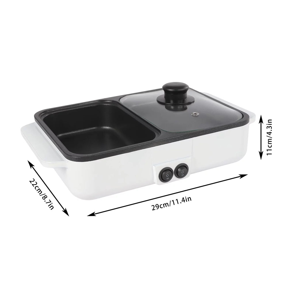 White 2 in 1 Electric Hot Pot and Grill O871