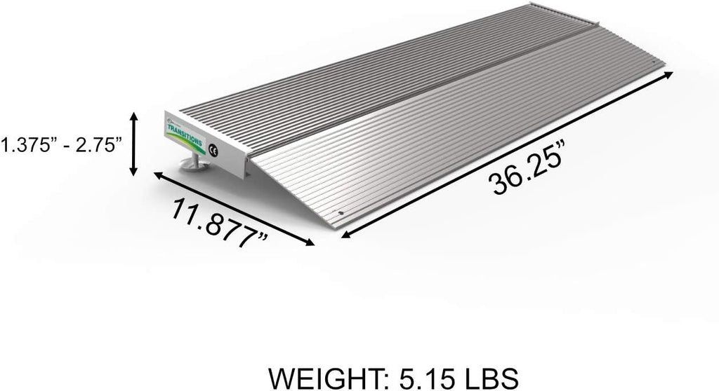 Aluminum Threshold Ramp with Adjustable Height, 12" L x 36" W, Pack of 2 F2524