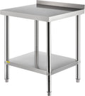 Stainless Steel Prep Table with Backsplash and Adjustable Undershelf V7151