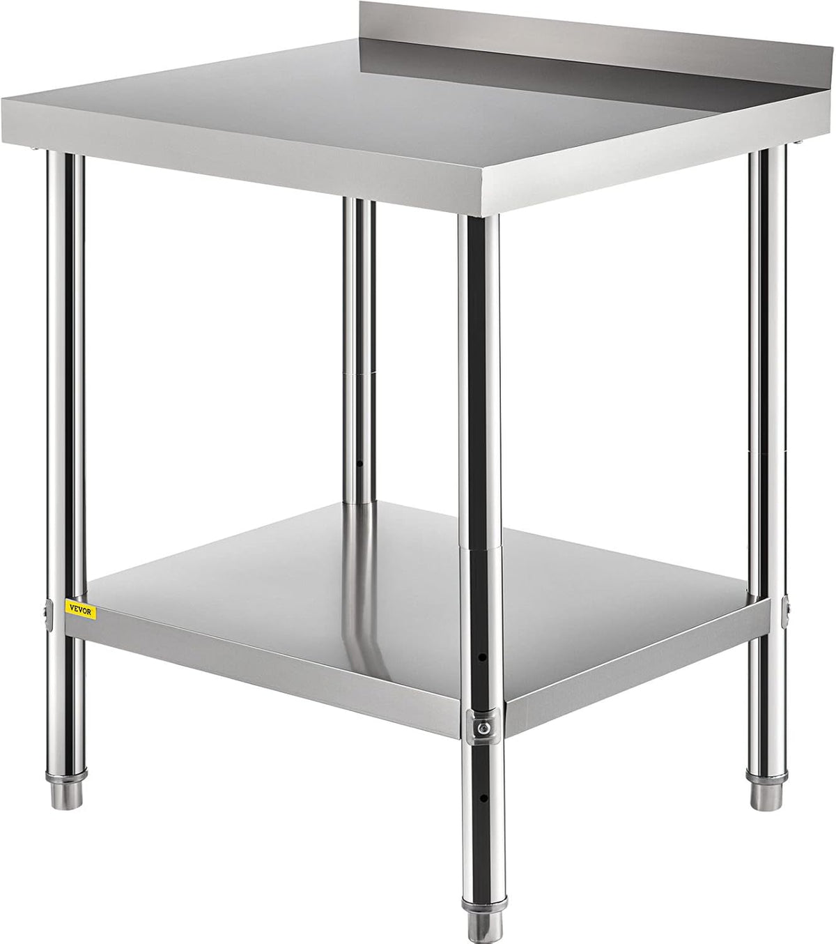 Stainless Steel Prep Table with Backsplash and Adjustable Undershelf V7151