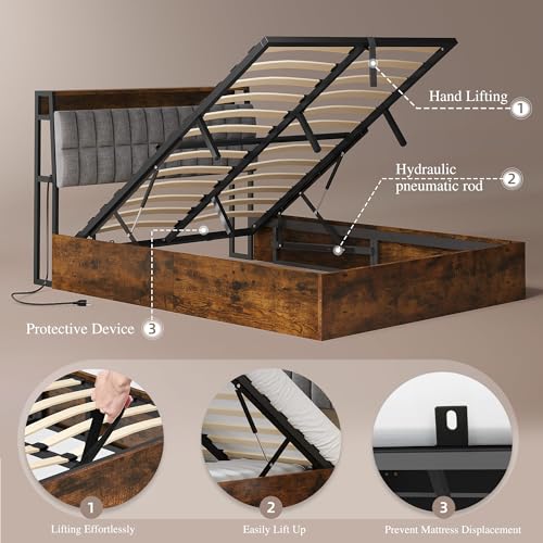 Black Queen Size PU Leather Upholstered Storage Platform Bed Y47740