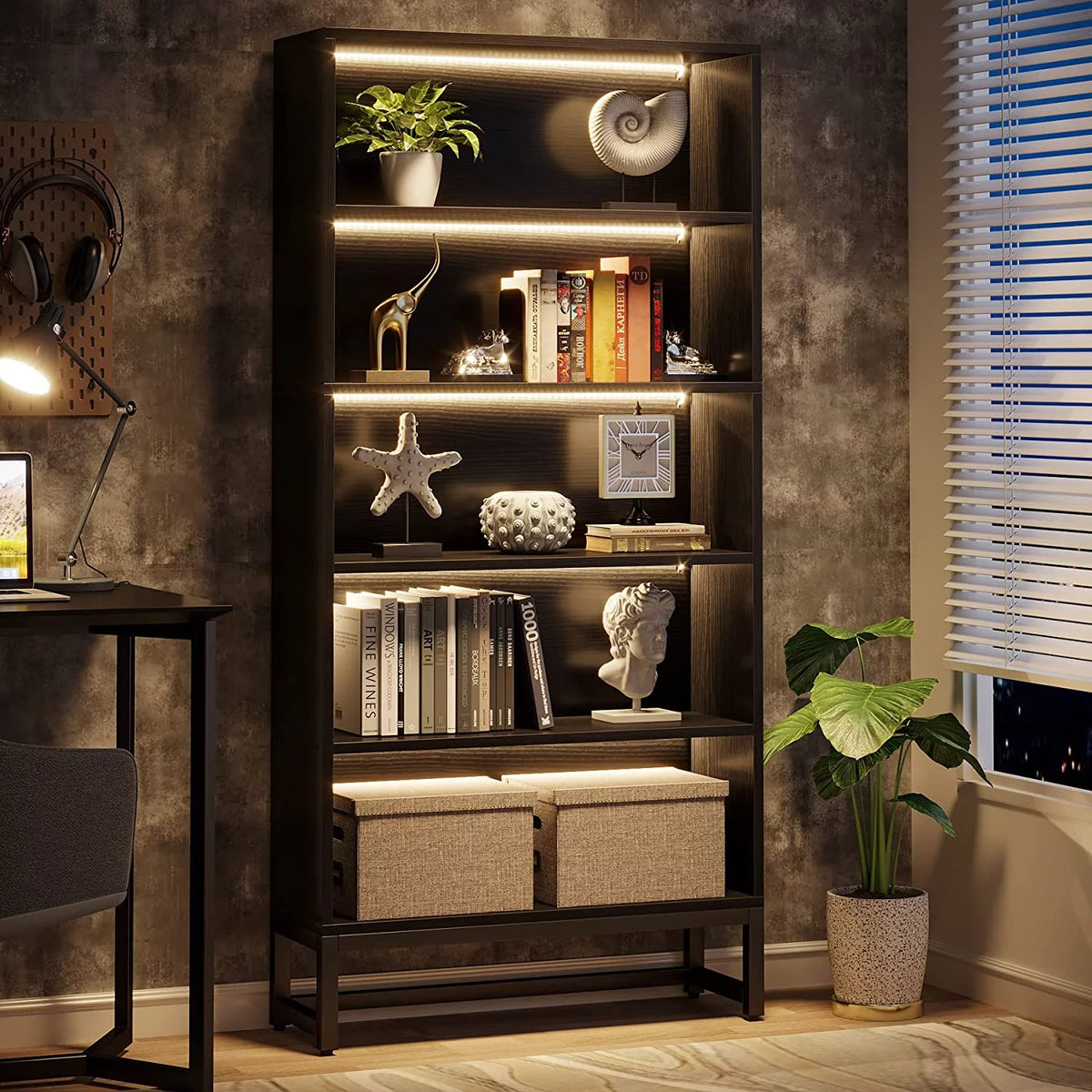 5 Shelf Bookcase with Led Lights P15238