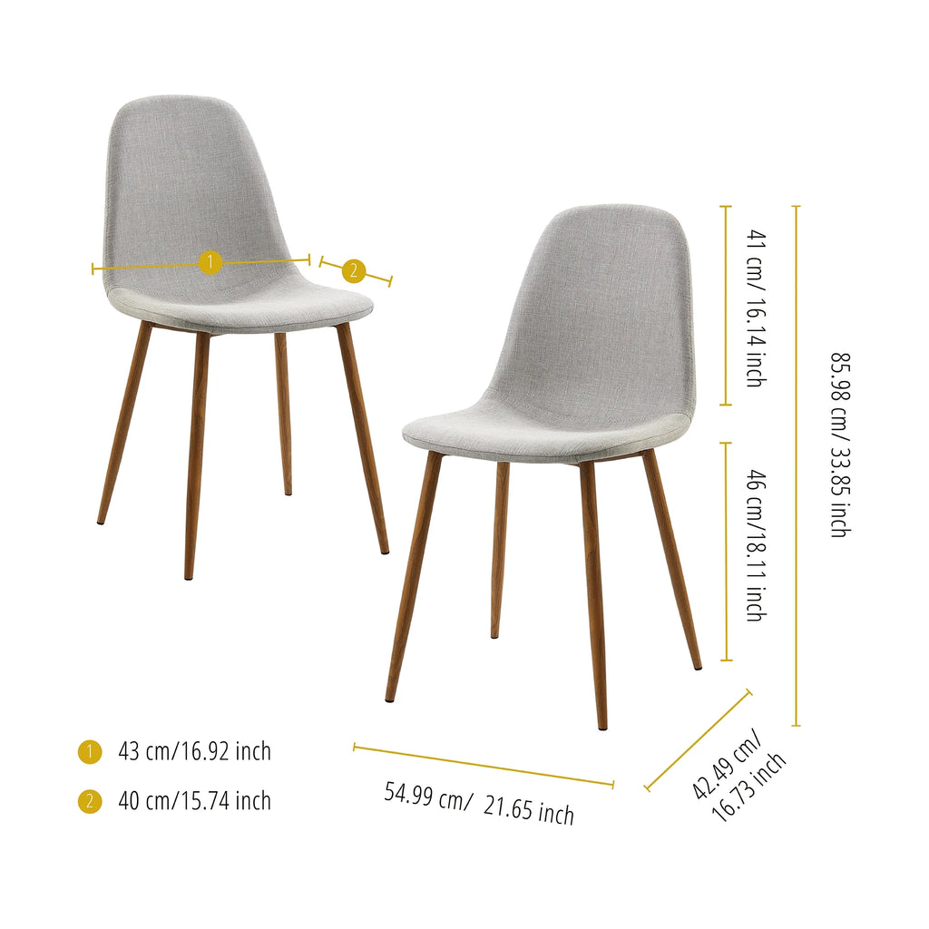 Light Gray Fabric Dining Chair, Set of 2 Q55577