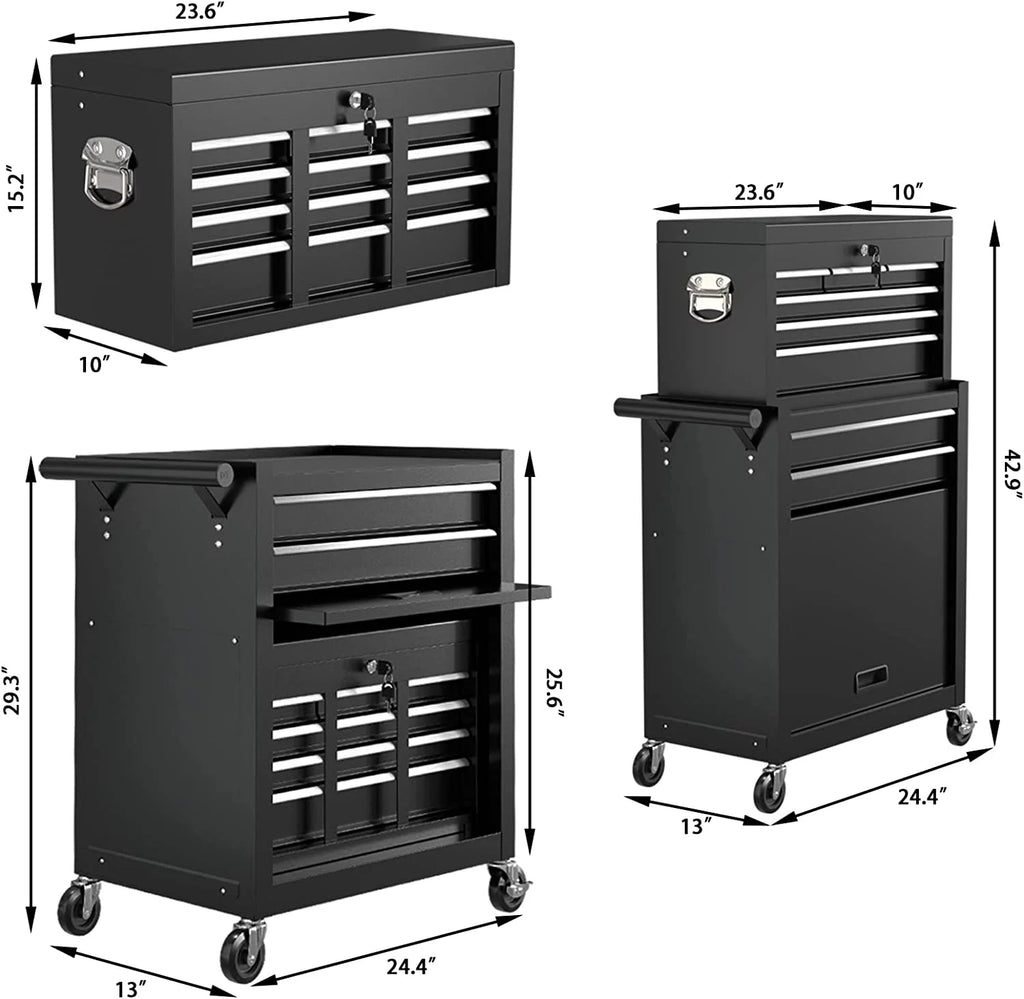 8 Drawer Rolling Tool Chest with Lockable Drawers C2048